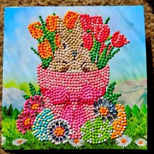 Bunny in Floral Basket Easter Card Easter Basket Stuffer